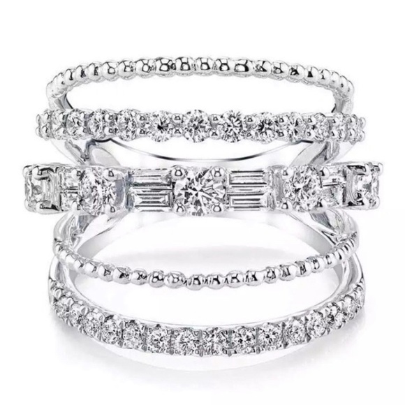 **NEW 925 Sterling Silver Diamond Multi Band Ring - Picture 4 of 6